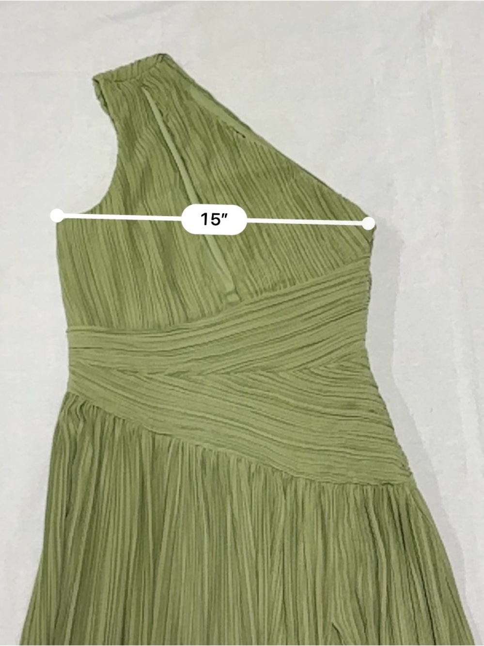 Michael Costello One-Shoulder Olive Dress with Side Slit - Picture 7 of 11